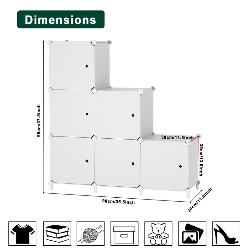 ATTDETJL Cube Storage Organizer, 6-Cube Shelves Unit with Doors, DIY