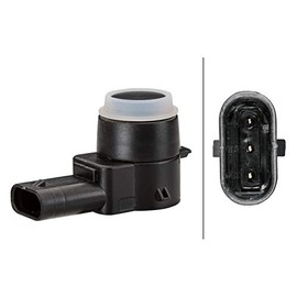 HELLA 6PX 358 141-021 Sensor, parking distance control - angled - 3-pin connector - Plugged - Paintable - with fastening ring