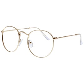 OPULIZE Sol Reading Glasses With Blue Light Blocking Metal Retro Improve Sleep Anti Glare Reduce Headaches Computer Gaming Gold Mens Womens B94-9 +3.00