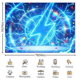 KUKUSOUL Electric Lightning Theme Backdrop Blue Lightning Stage Decoration