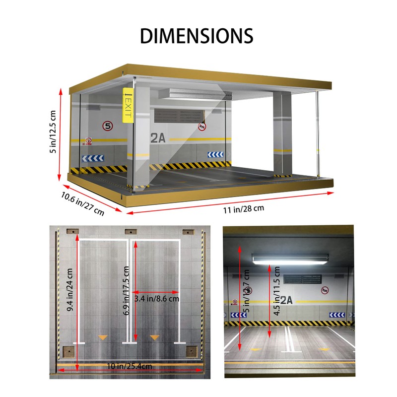 1/24 Scale Die-cast Car Garage Display Case with Clear Acrylic