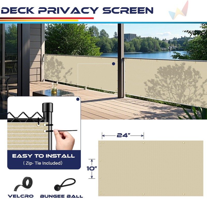 Windscreen4less 3'x12' Deck Balcony Privacy Screen for Deck Pool Fence