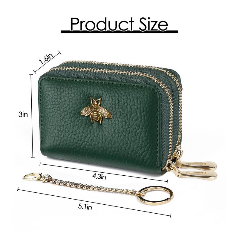 imeetu RFID Credit Card Holder, Small Leather Zipper Card Case