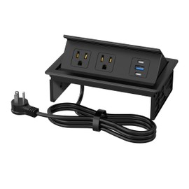Table Power Outlet Hub PD20W USB-C Fast Charging Station, Recessed Outlet with 2AC Outlets and USB Ports for Conference Room Kitchen Countertop, Black