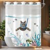 Fowocu No Hook Shower Curtain with Snap in Liner Funny