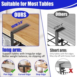 REFLYING Under Desk Cable Management Tray, Metal Long Arms(3.9in), No Drill Mesh Desk Cable Tray, Wire Management Tray Cable Management Box for Office, Desk Cable Tray Wire Organizer, 1 Pack, Black