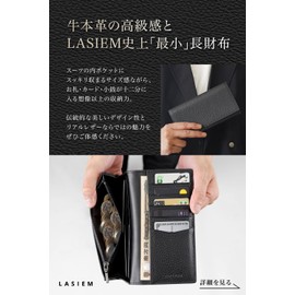LS LASIEM Men's Long Wallet, Thin, Compact, gray