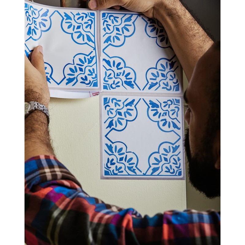 Poromoro Spanish Portuguese Azulejo Style Peel and Stick Backsplash Tile