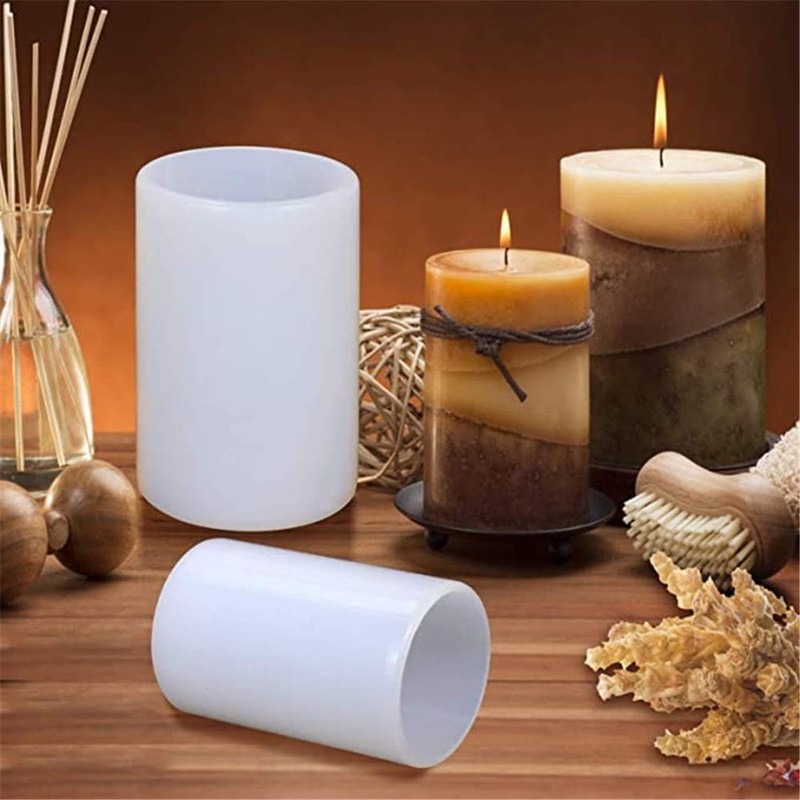 GTian 2 Sizes Cylinder Candle Molds Silicone Mold for Candle
