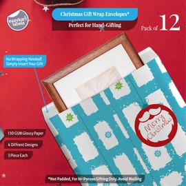 easykart labels Christmas Gift Wrapping Envelopes, 12Pcs Holiday Wrapping Gift Bag 4 Colorful Designs, Large Jumbo Size 16.5 x21.5 Inch