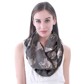 Lina & Lily Dogs Print Infinity Loop Scarf Lightweight - Australian Shepherd, Gift for Dog Lover (Grey)