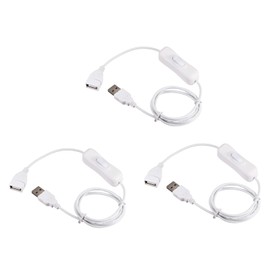 YOKIVE 3 PCS USB Cable with ON/Off Switch, Male to Female Extension Cord, Reduced Wear, Great for Home, Studio, Office (White, 1M / 3.28-Feet)
