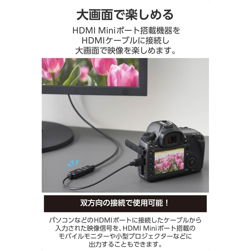 Elecom Mini HDMI to HDMI Adapter 0.2m Super Slim 4K/30Hz