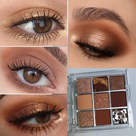 AMY'S DIARY Dark Brown EyeShadow Palette, Copper Eyeshadow glitter brown matte Shimmer Makeup,Hazel Eyes Eyeshadow Palette,smokey eye eyeshadow palette waterproof Long Lasting