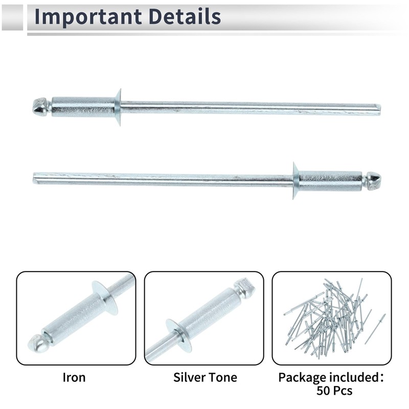 RATCHROLL 50 Pcs Open End Large Flange Blind Rivets 2.4mm