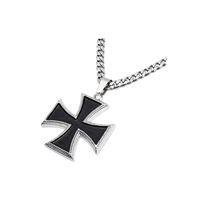 Schmuck-Checker Iron Cross Pendant Stainless Steel Silver Black German Order