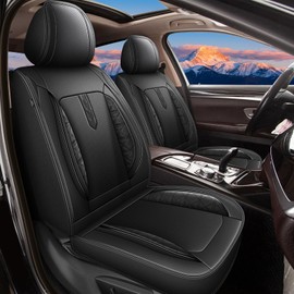 AOMSAZTO Car Seat Covers Fit for Ford Flex 2011-2019 Full Set Leather Car Seat Cover Automotive Seat Cushion Seat Protector Waterproof Compatible Airbag(5 Seats,Black)