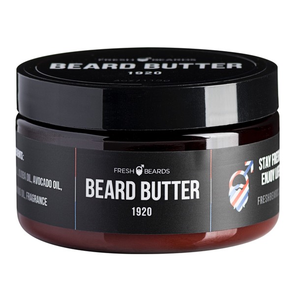 Fresh Beards 1920 Beard Butter - Classic Barbershop Sandalwood Fragrance - Scented Mens Beard and Mustache Conditioner - Soothing Anti-Itch Moisturizer and Softener for Healthy Beard Growth