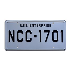 Celebrity Machines | USS Enterprise | NCC-1701 | Vanity Plate, Stamped Aluminum, Metal Decorative Tag, Corrosion Resistant, Quality Novelty Sign, Wall Decoration, Wall Hanging