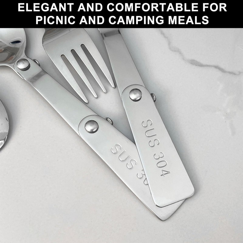 2PCS Folding Utensils Set - Foldable Spoon and Fork Sporks