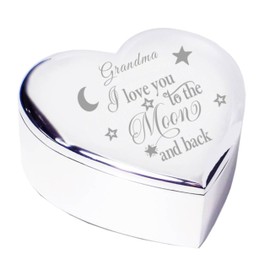 Chris Bag Of Goodies Grandma I Love You To The Moon and Back Heart Shaped Trinket Box Presents For Birthday