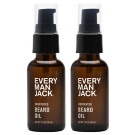 Every Man Jack Unscented Beard Oil for Men - Fragrance Free for Sensitive Skin - Naturally Moisturizes and Softens Beard w/Shea Butter & Argan Oil - 1 fl oz (2 pack)