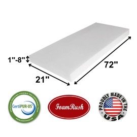 FoamRush 21" x 72"  High Density Upholstery Foam Seat Cushion Medium Firm USA - 7" x 21" x 72" HD