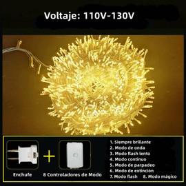 DOSYU Series de Luces Navideñas 700 LEDs Longitud de 35 Metros con Cambio de 8 Efectos de Iluminación (700LEDs 35M, Blanco cálido)