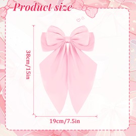 4 Pcs Hair Bows Silky Satin Hair Bows Oversized Long Tail Hair Bow Clips Bowknot Hair Accessories for Women Trendy Stuff Gifts (Pink Purple)