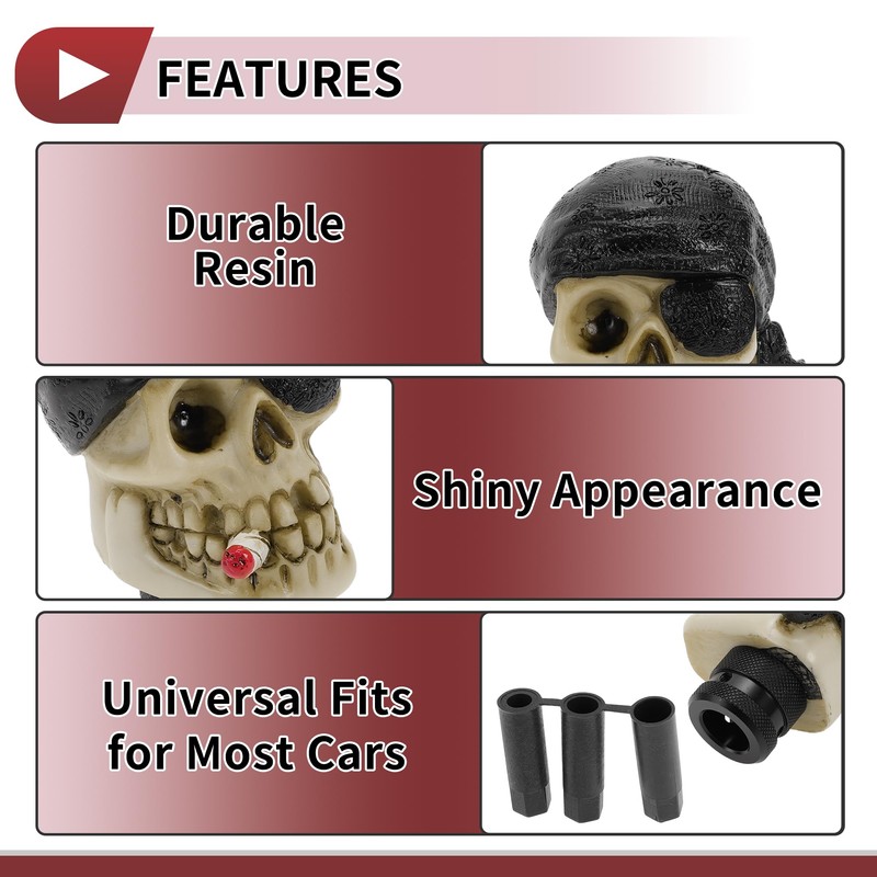 HEROFFIX 8.1cm Skull Shift Knob Universal Gear Shifter Knob Resin