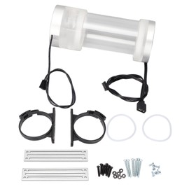 Water Cooling Tank 200ML Temperature Display RGB 160mm G1/4 Cylindrical Computer Water Cooling Tank Reservoir Silver White Temperature Display