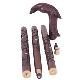 Shaan Nautical Walking Cane for Men, Women, Brass Handle knob Bird Cane, Mystic Raven Walking Stick, Gothic Swagger Cane, Black Wooden Cain for Men, Hardwood