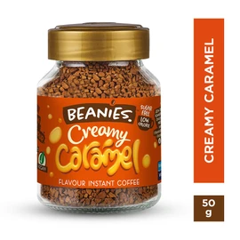 Beanies Creamy Caramel Flavoured Instant Coffee, 400g (50g x 8 pack) - Delicious, Rich in Flavour, Low-Calorie, Sugar-Free Coffee for Every Taste, Suitable For Vegetarians And Vegans