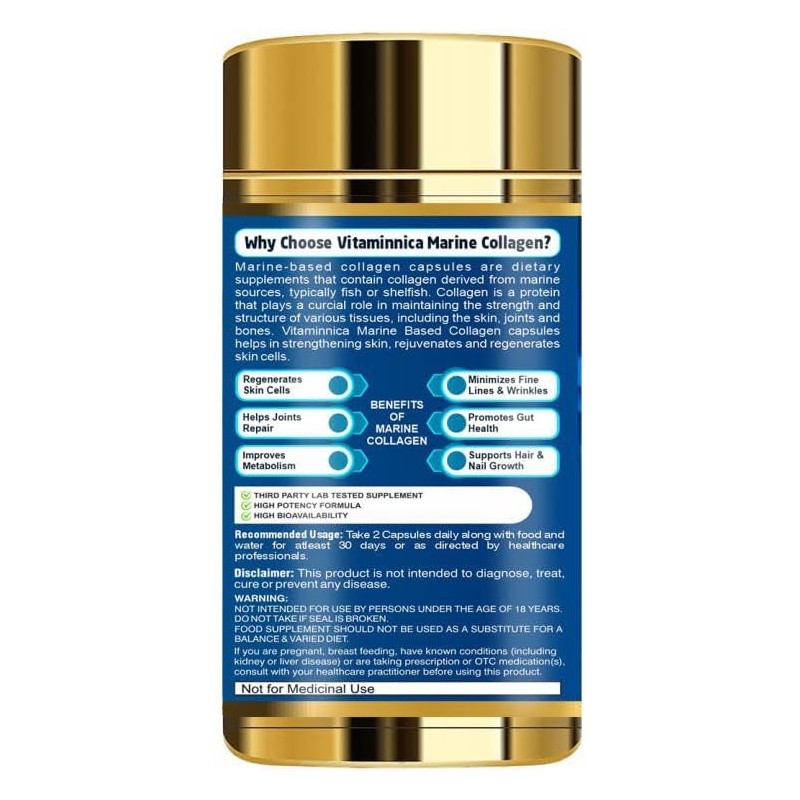 Vitaminnica Marine Collagen Capsules with Hyaluronic Acid & Vitamin C