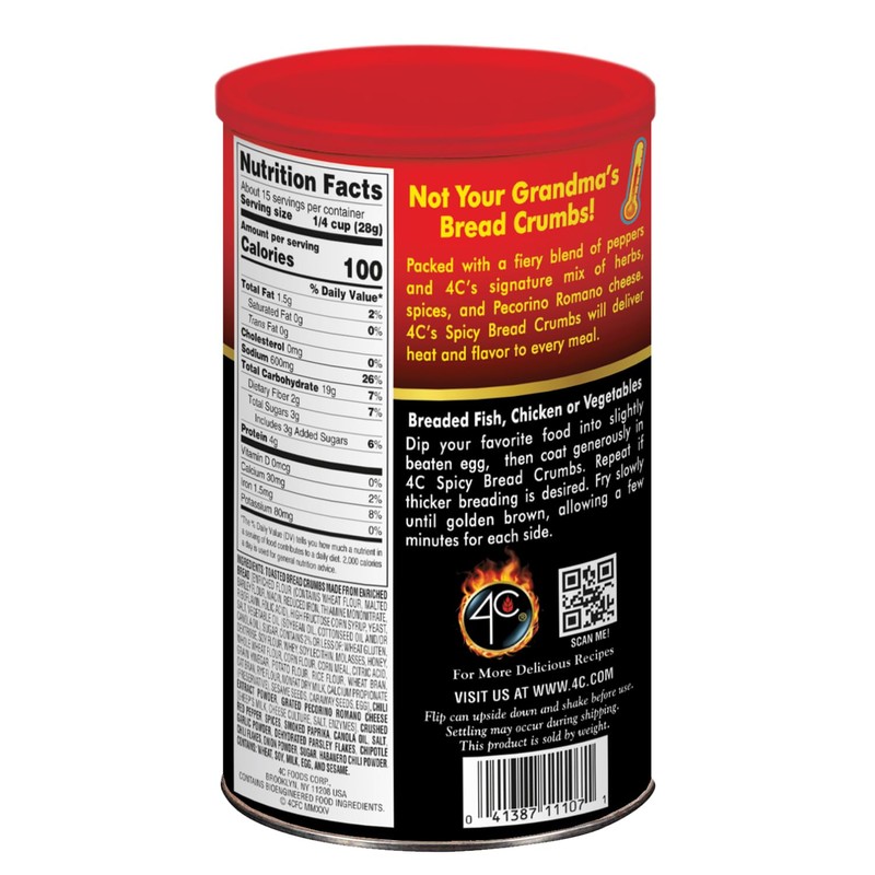 4C Premium Spicy Bread Crumbs, Spicy Plain 1 Pack, Flavorful