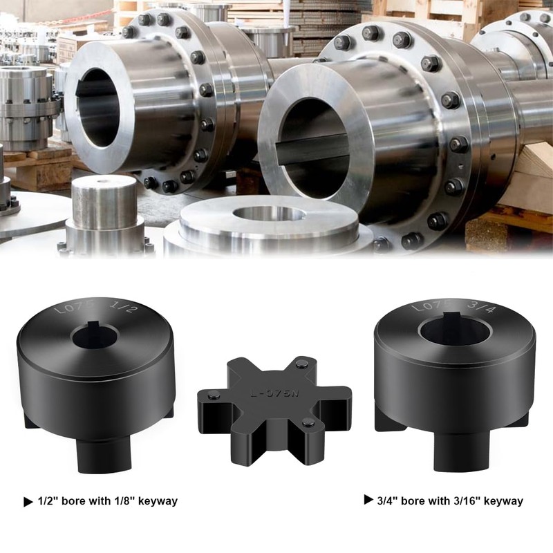 1/2" to 3/4" L075 Flexible 3-Piece L-Jaw Coupling Coupler Set