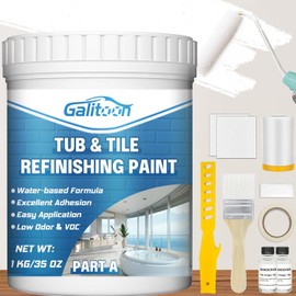 Tub and Tile Refinishing Kit, White Tile Paint 35oz with Tools, Odorless DIY Countertop Paints for Wall, Fiberglass/Bathroom/Floor/Cabinet/Kitchen/Porcelain