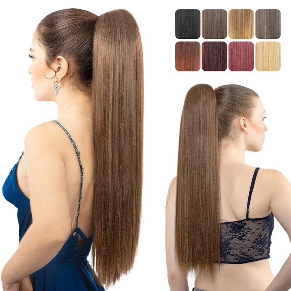 Luxehair Ponytail Extension, 24" Long Straight Claw Clip Ponytail Extension