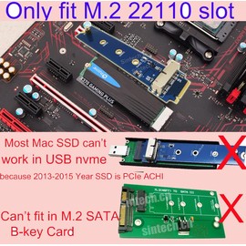 Sintech M.2 NGFF 28Pin SSD Adapter, for Read SSD from MacBook 2013-2015 Year in M-Key Slot (Only Fit in Desktop,Height 10mms,NOT fit in Laptop or External USB Case)
