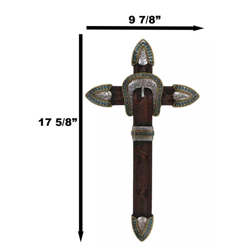 Rustic Western Brown Faux Tooled Leather Belt Buckle Concho Cowboy