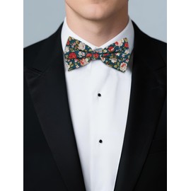 Mantieqingway Floral Bow Ties for Men Pre Tied Adjustable Bowtie Mens Cotton Flower Pattern Bow Tie for Wedding Party