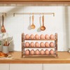 Egg Holder Countertop, 3-Tire Solid Wooden Egg Holder, Stackable Egg
