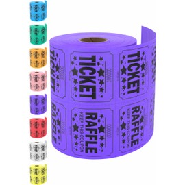 Tacticai 500 Raffle Tickets, Purple (8 Color Selection), Double Roll, Large Ticket for Events, Entry, Class Reward, Fundraiser & Prizes