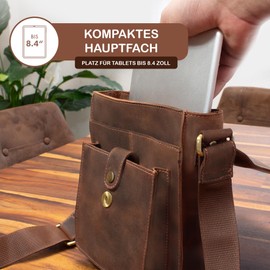 STILORD 'Finn' Small Shoulder Bag Men's Shoulder Bag Vintage Messenger Bag 8.4 Inch Tablet Bag Genuine Buffalo Leather, Aneto - Brown, shoulder bag