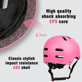 Skateboard Bike Helmet for Adults Women Men Youth Kids (2-3-5-8-14+ Years Boys Girls) - Lightweight Multi-Sport Adjustable Helmets for Bicycle Skateboard Scooter Skate Cycling