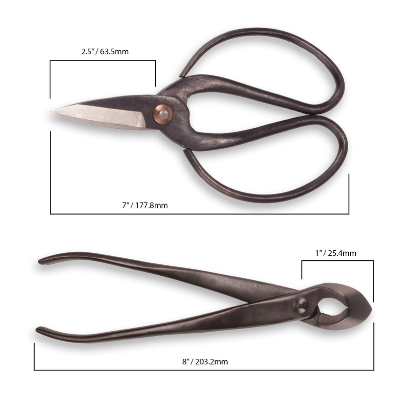 BambooMN Bonsai Basics Set - 8" Concave Cutter, 7" Heavy