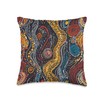 Vibrant Aboriginal Dot Pattern with Tribal Symbols Throw Pillow