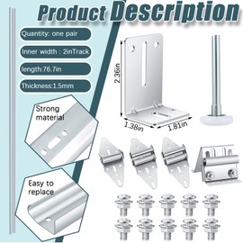 Tandefio 45 Pcs Garage Door Replacement Parts Garage Door Vertical Track Replacement Rail Doorpost Brackets and Screw and Nut Fittings/ Rollers /Hinges/Top Brackets for 7 ft Tall Garage Door Parts