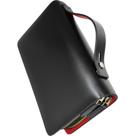 BlissLeather (Made in Spain) Premium Genuine Leather, Second Bag, Integrated Wallet, YKK Double Zipper, Multi-functional, Box Included, Black×Red_1