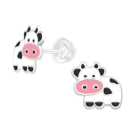 925 Sterling Silver Cute Animal Children's Stud Earrings, Cow